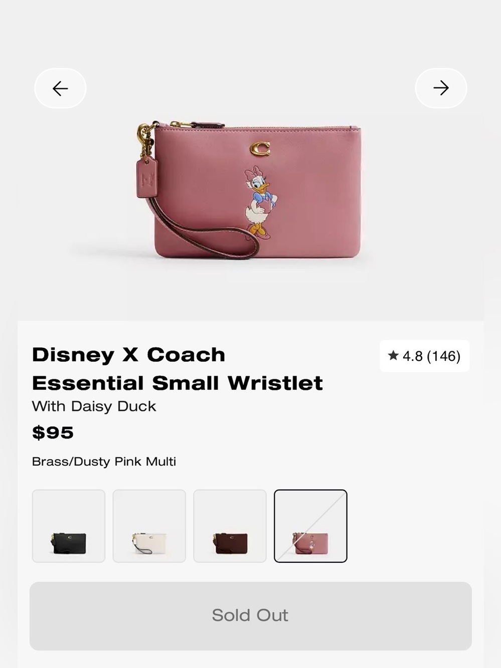 COACH x Disney essential wristlet | dusty pink | 🆕
